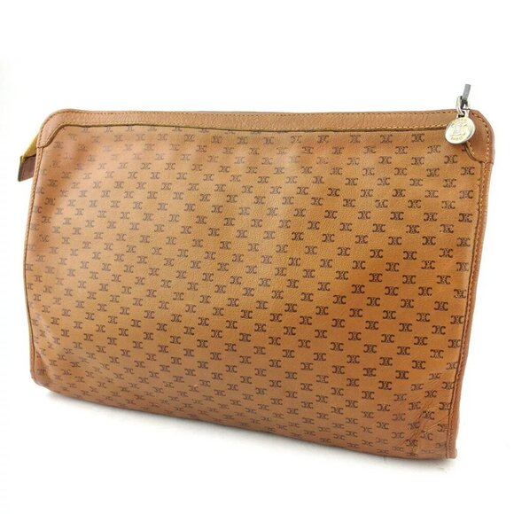 CELINE Clutch Bag Macadam Leather Authentic - Picture 1 of 7